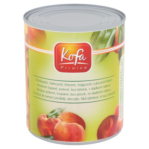Kofa őszibarack konzerv hámozott felezett magozott cukrozott lében - 820 g
