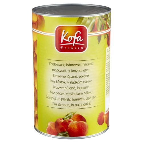 Kofa őszibarack konzerv hámozott felezett magozott cukrozott lében - 4200 g