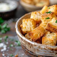 Pirított kenyérkocka, pirított zsemlekocka